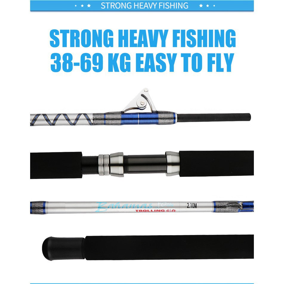 Trolling Rod Deep Sea Boat Rod 1.98 2.1 m Heavy Blocker Boat Fishing Rod Pulley Guide Ring Offshore Boat Fishing Rod Trolling