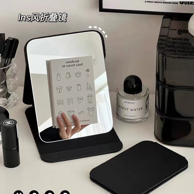 Mirror, makeup mirror, ins-style folding student dormitory, portable full-screen desktop, portable desktop dressing mirror