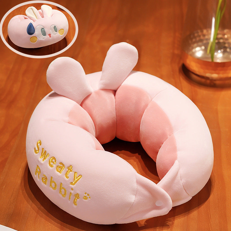 Rabbit Cartoon U-shaped pillow, cervical spine pillow, car neck pillow, nap pillow, U-shaped pillow, airplane travel neck guard, neck pillow, portable
