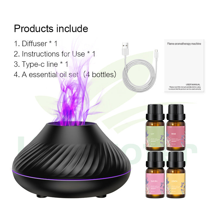 Flame Humidifier - Aromatherapy Diffuser with LED Atmosphere Lamp