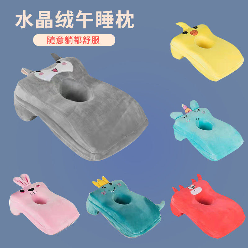 Crystal velvet memory foam slow rebound office nap pillow student classroom nap hole hole pillow memory pillow manufacturers