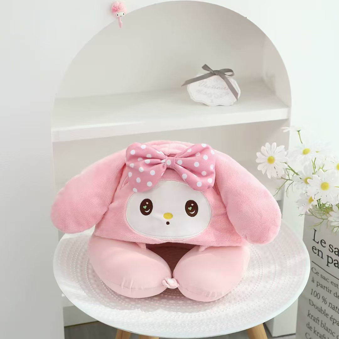 New summer cartoon ice silk memory foam U-shaped pillow cute kulomi cinnamon dog office nap pillow can be wholesale