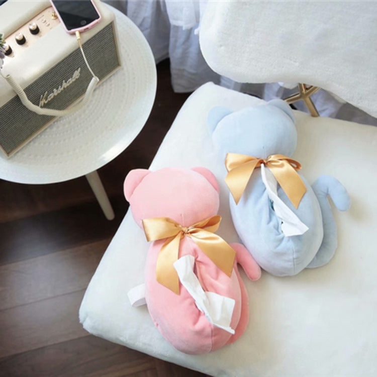Creative plush back, cat doll, paper towel, plush cute fabric, home toilet paper cover, car portable tissue box