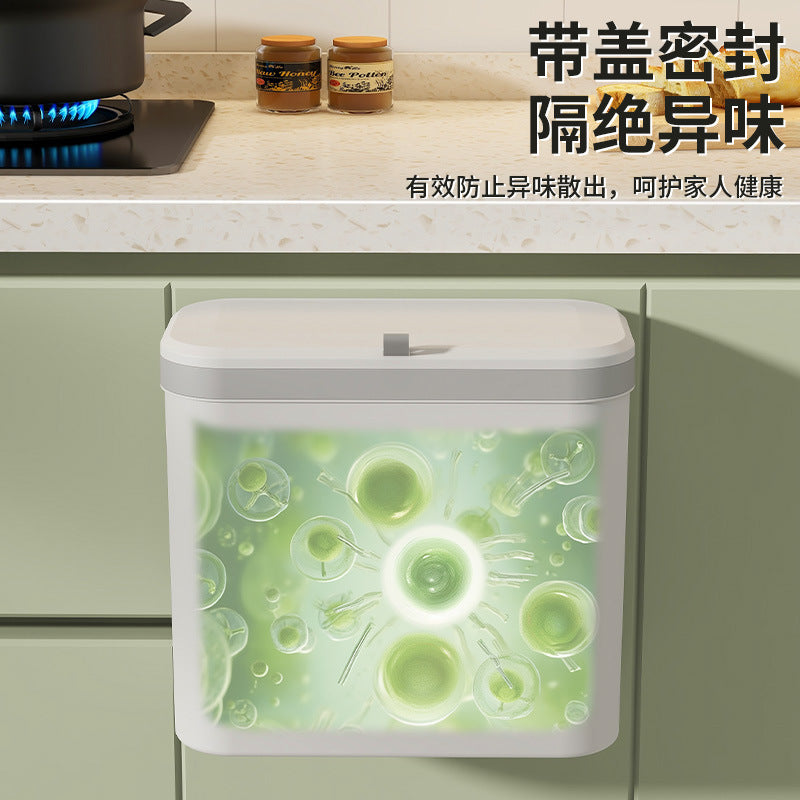 Kitchen non-perforated trash can cabinet door wall mounted household trash basket foldable toilet toilet storage bucket