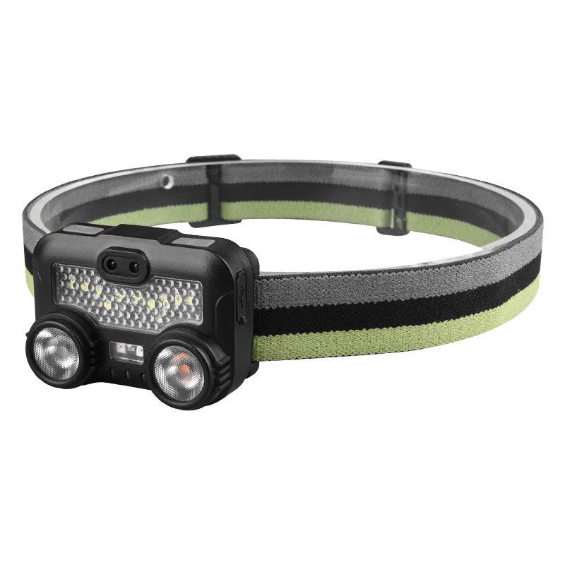 Headlamp: Bright charging, over-the-top flashlight, ultra-long battery life, outdoor night fishing, waving hand, sensing headlamp