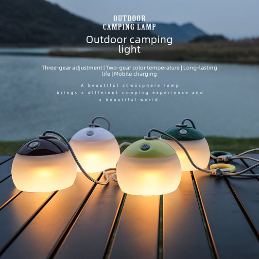 New cross-border multifunctional retro camping usb rechargeable led tent outdoor horse lantern hand lamp silicone camping lantern