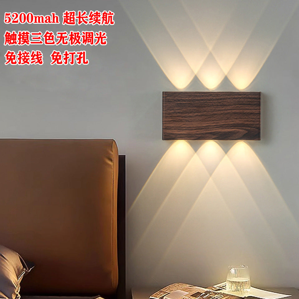 Cross-border double-sided luminous remote control three-color RGB touch magnetic wall lamp, USB charging, wiring-free bedside night light