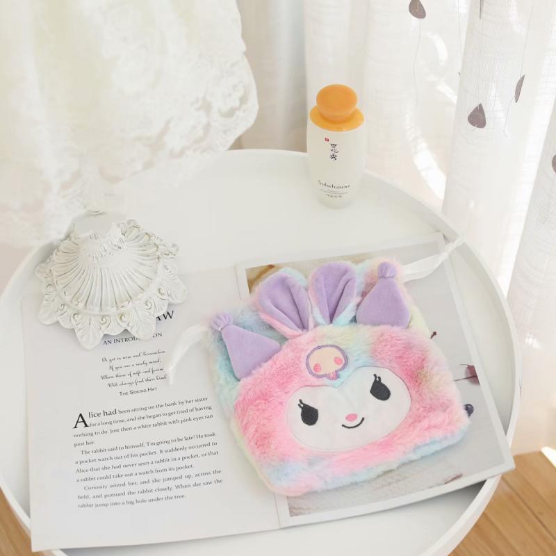 children, internet celebrities, students, girls, hearts, drawstrings, clutch bags, plush bags, makeup bags, plush bags, storage bags, women's cartoons