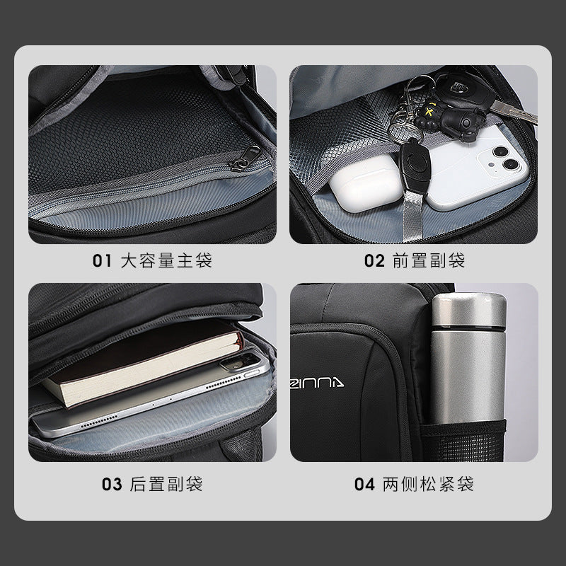 Trendy brand chest bag men's new small backpack summer multi-functional casual crossbody bag men's oxford cloth simple shoulder bag