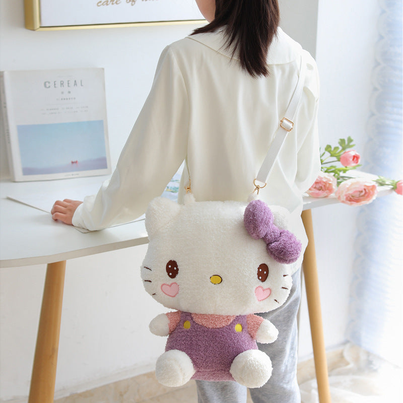 Cartoon kitty cat backpack wholesale kids out play light small backpack soft girl plush crossbody bag