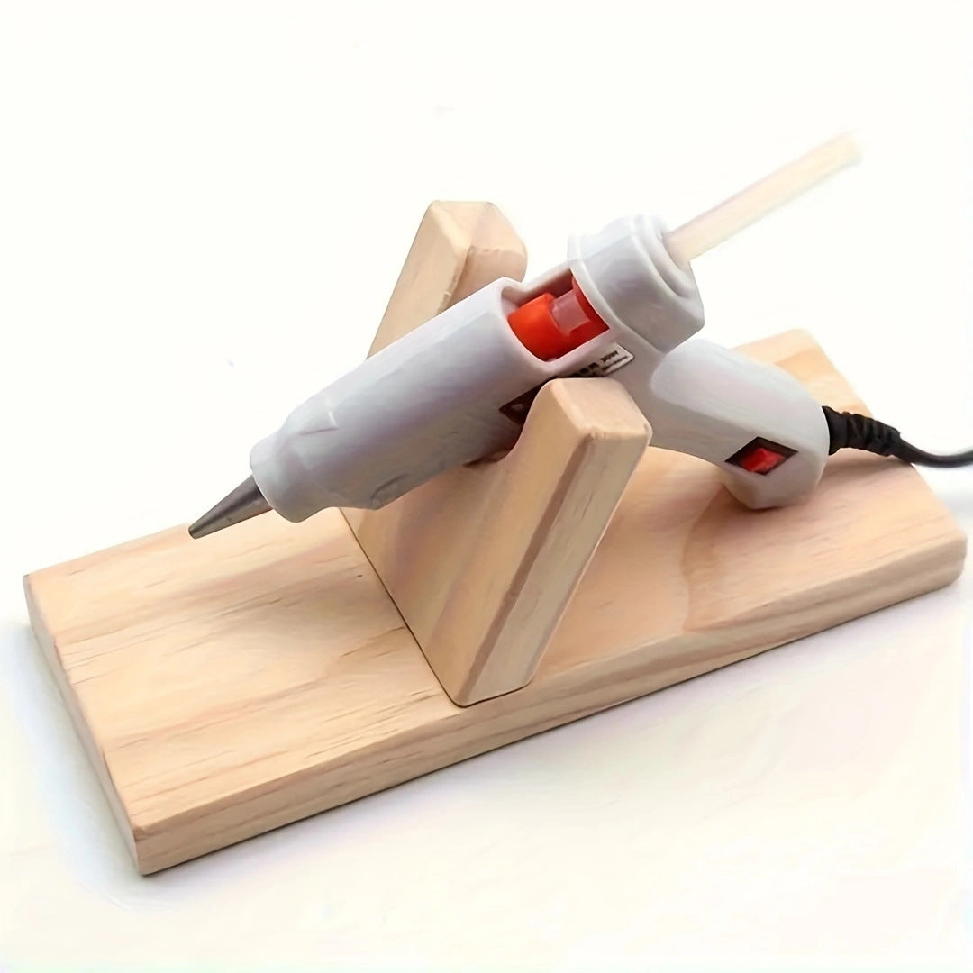 Hot melt adhesive bracket wooden shelf fixes the base of the rubber head Wooden hot melt glue gun is placed to store the wooden shelf