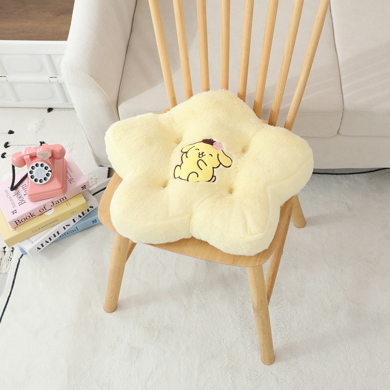 Flower Plush Cushion - Cute 5-Petal Chair Cushion for Office & Home