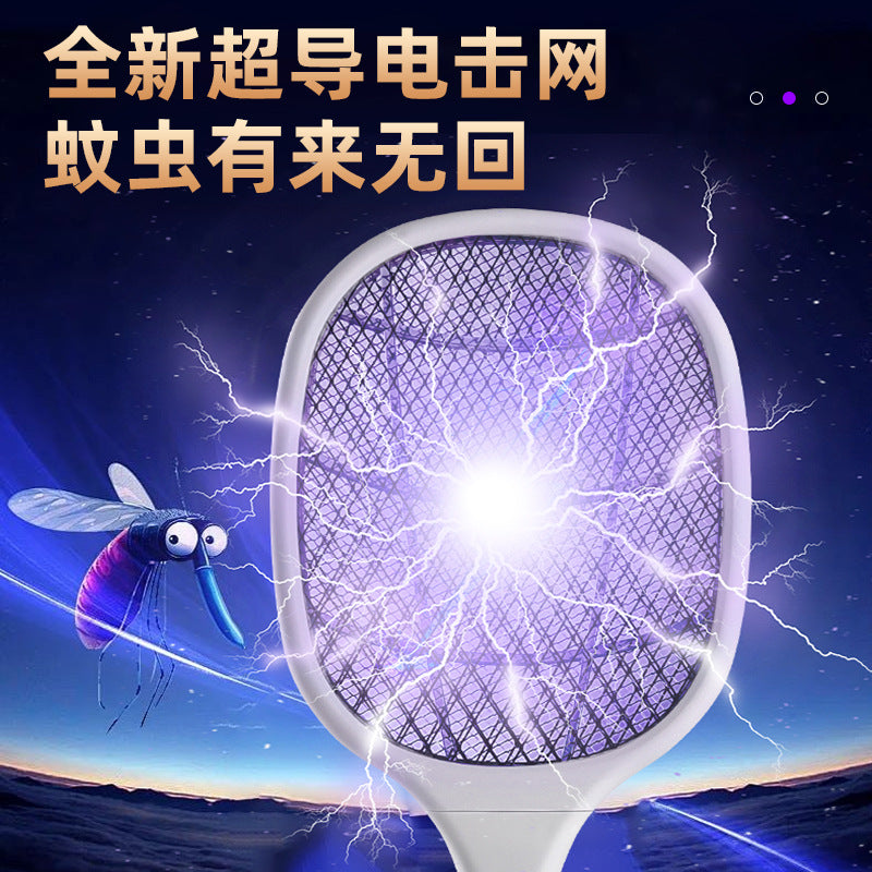 Durable electric mosquito swatter rechargeable powerful household 2-in-1 mosquito swatter lithium battery fly swatter mosquito killer lamp
