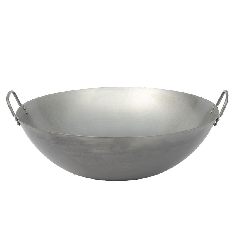 Factory wholesale traditional fine iron amphora wok non-stick pan uncoated thickened steel plate round bottom commercial household pan