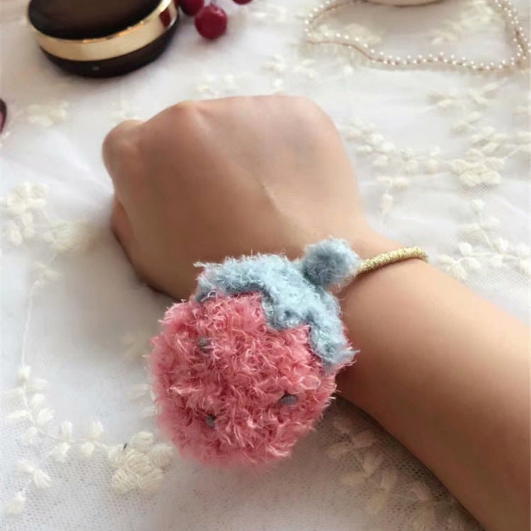 Cute kids little strawberry band hair rope wholesale sweet girl ponytail headline high elasticity durable hair accessory