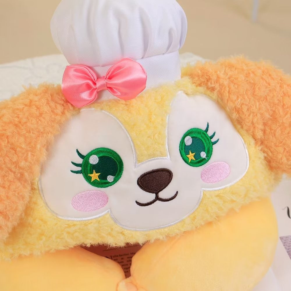 Cute plush chef dog hooded u-neck pillow travel plane with hat u-pillow nap pillow girl gift