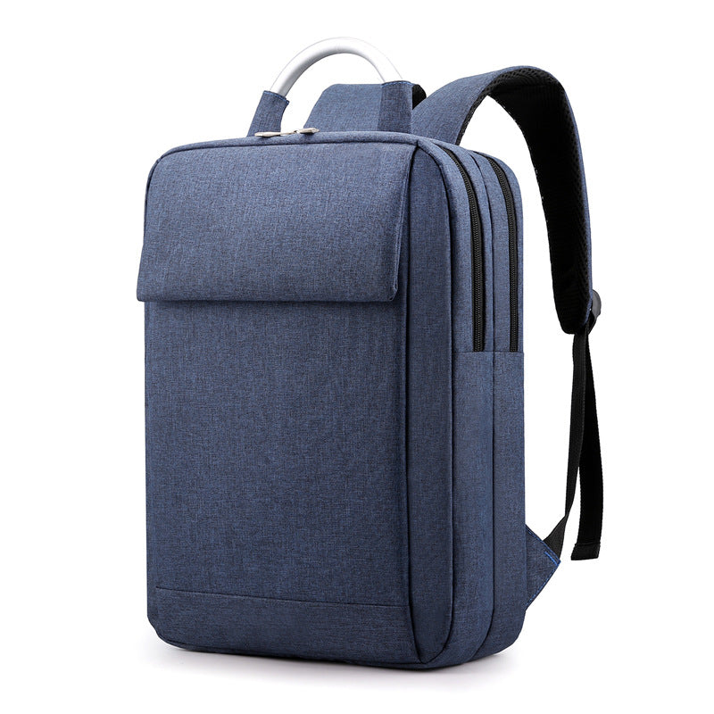 The new backpack men's double-layer zipper business computer bag casual multi-functional conference gift bag supports printing