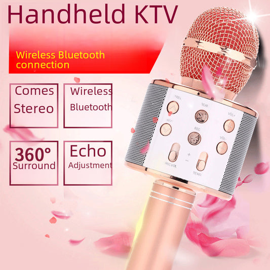 858 mobile phone karaoke bluetooth microphone children's audio microphone all-in-one live broadcast wireless karaoke microphone wholesale