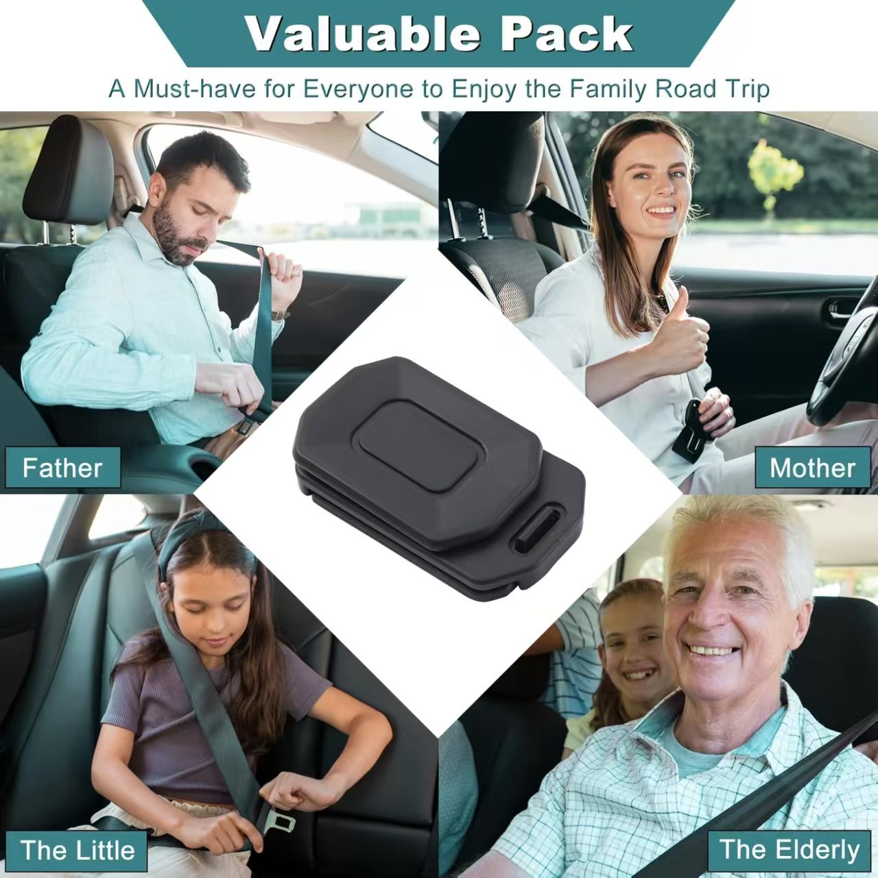 Car Seat Belt Adjuster, Seat Belt Clamp, Shoulder and Neck Seat Belt Locking Clip, Protector Comfortable Driving