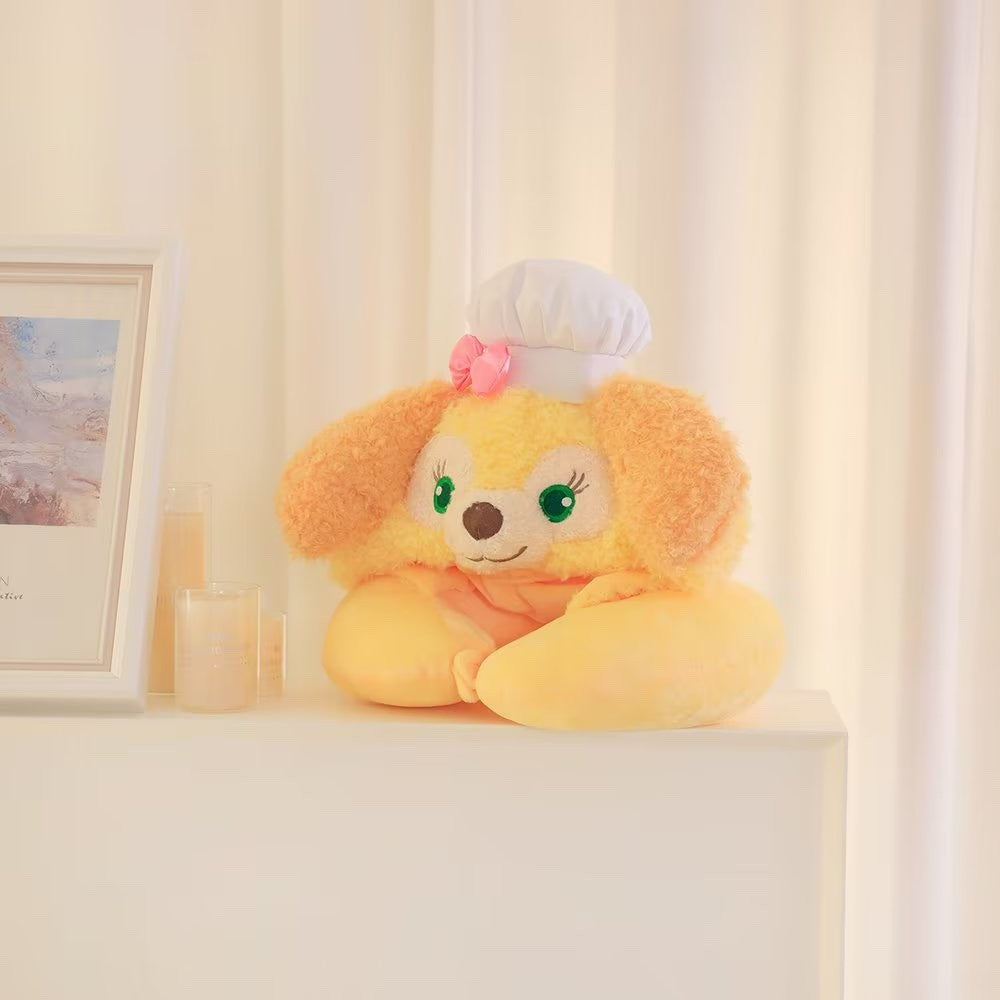 Cute plush chef dog hooded u-neck pillow travel plane with hat u-pillow nap pillow girl gift