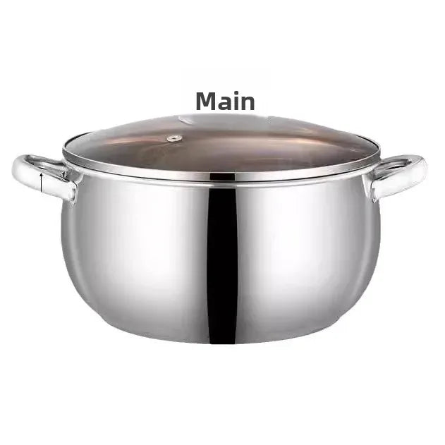 Stainless steel thickened household amphora soup pot, single-handle milk pot, small cooking pot, steamed porridge noodles, apple pot, gas cooker