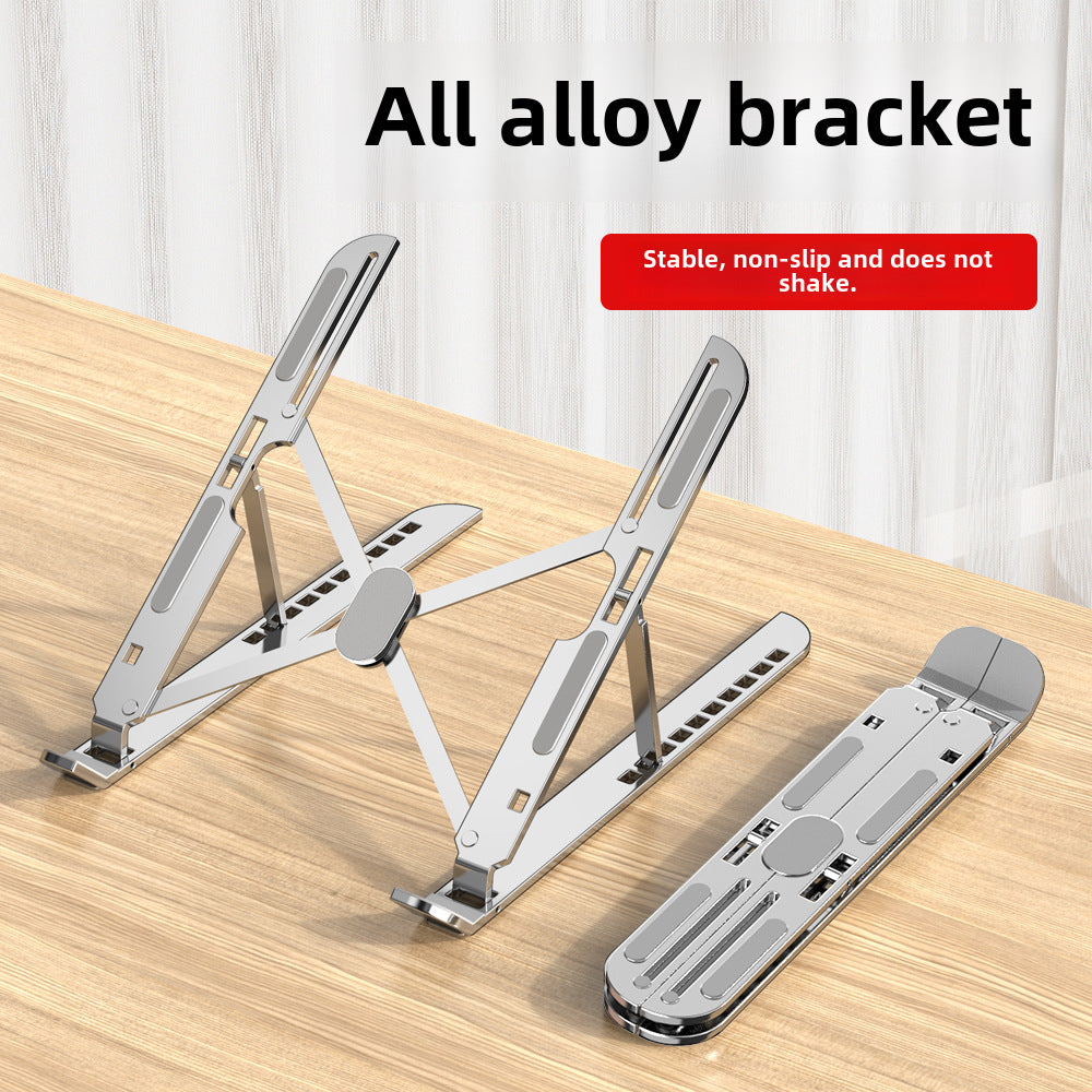 The new cross-border desktop laptop stand folds and dissipates heat dissipation with ten levels of adjustment aluminum alloy laptop stand