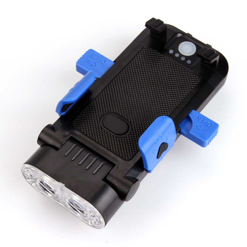 Bicycle mobile phone holder front light USB power bank with mobile phone holder bicycle horn light safety warning light