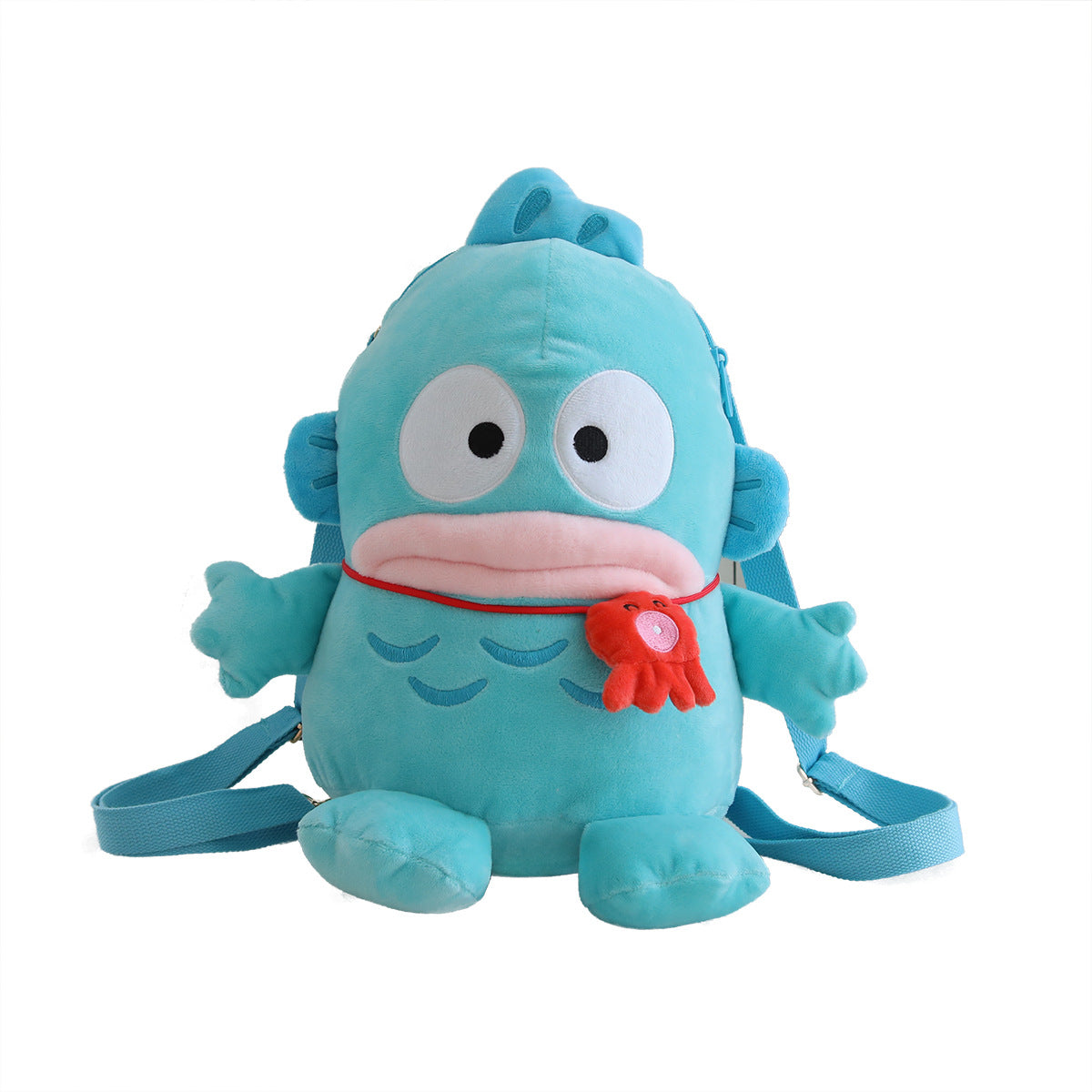 Creative Funny Blue Water Monster Plush Toy Wholesale Little Fish Hunton Backpack Kids Outdoor Play Backpack