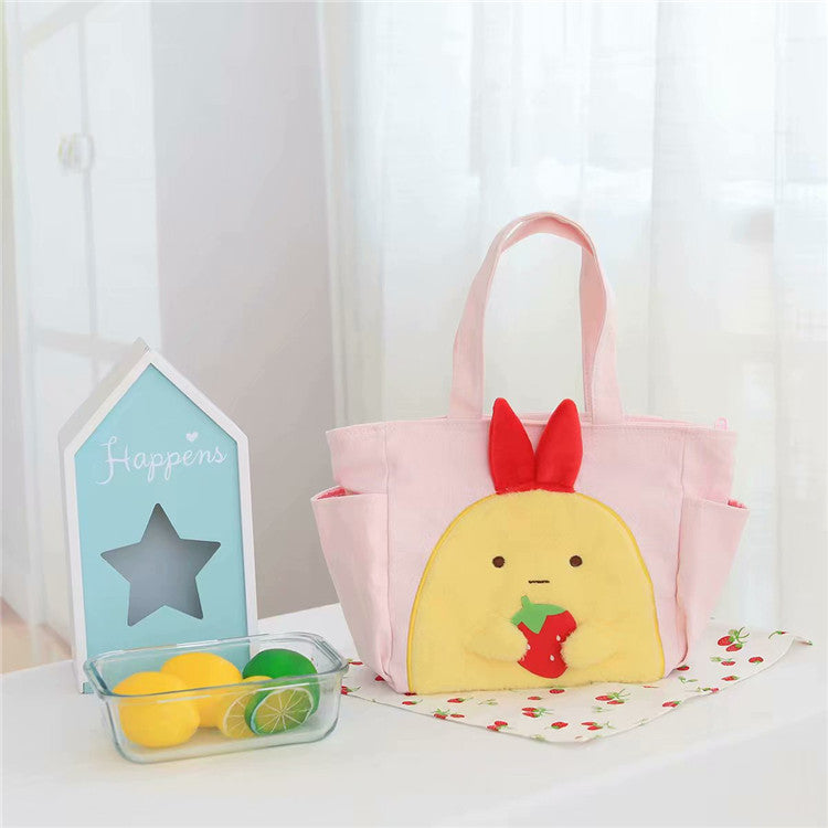 Cute corner creature cat lunch box bag bento bag play outing handbag student to work with rice canvas bag