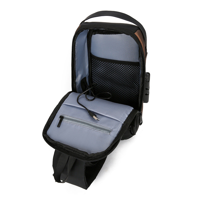 Cross-border new men's chest bag, casual large-capacity shoulder crossbody bag, Korean version of the motorcycle bag, water-repellent trend backpack