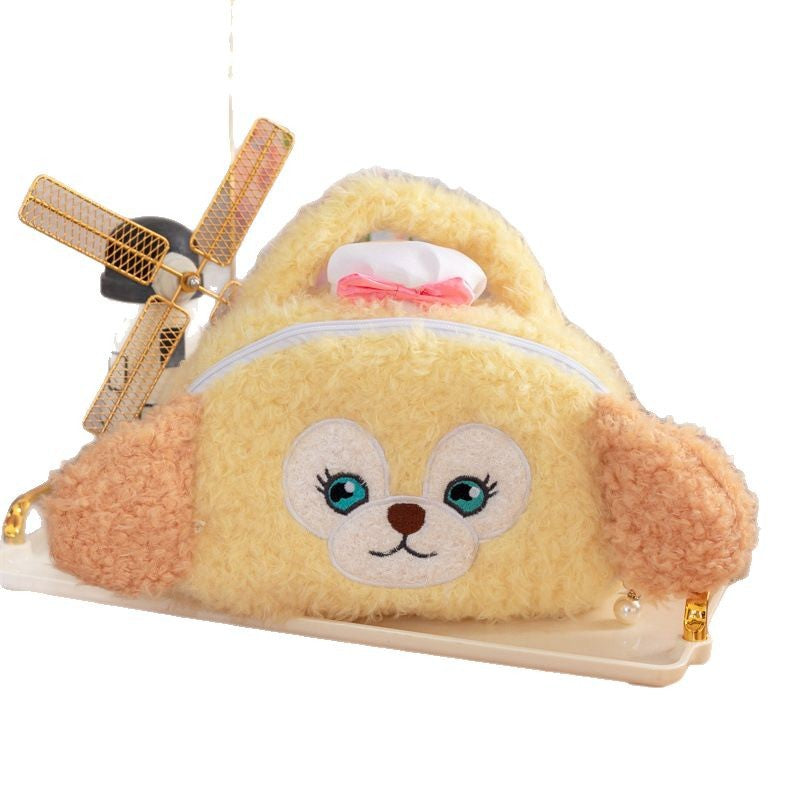 Soft cute chef dog plush makeup bag, large capacity, super cute girl's heart, plush storage bag, travel handbag