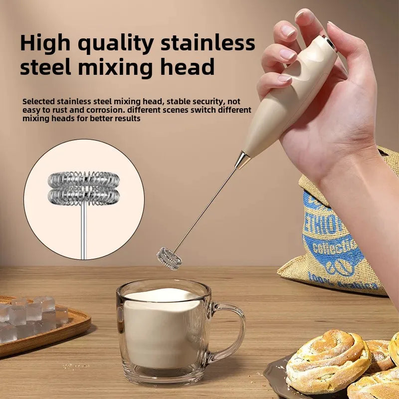 Electric milk frother fully automatic blender coffee stirring stick whisk mini whisk cream whisk