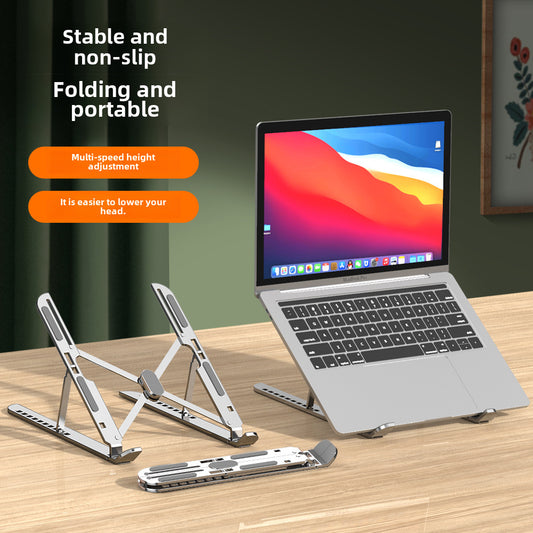 The new cross-border desktop laptop stand folds and dissipates heat dissipation with ten levels of adjustment aluminum alloy laptop stand