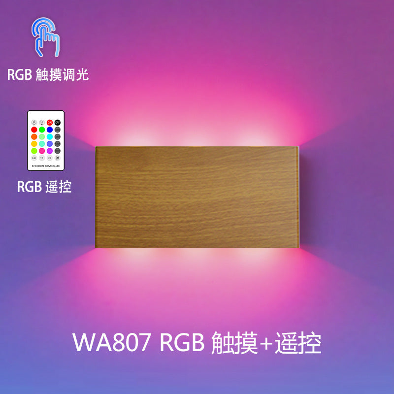 Cross-border double-sided luminous remote control three-color RGB touch magnetic wall lamp, USB charging, wiring-free bedside night light
