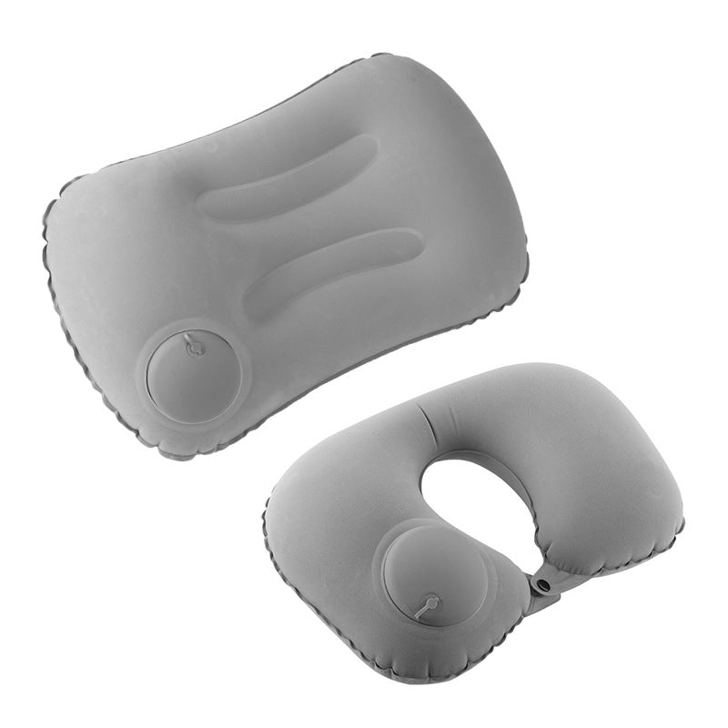 Car neck pillow lumbar support set, neck support pillow for tourist car, lumbar pad, press inflatable flocking U-shaped pillow, car headrest