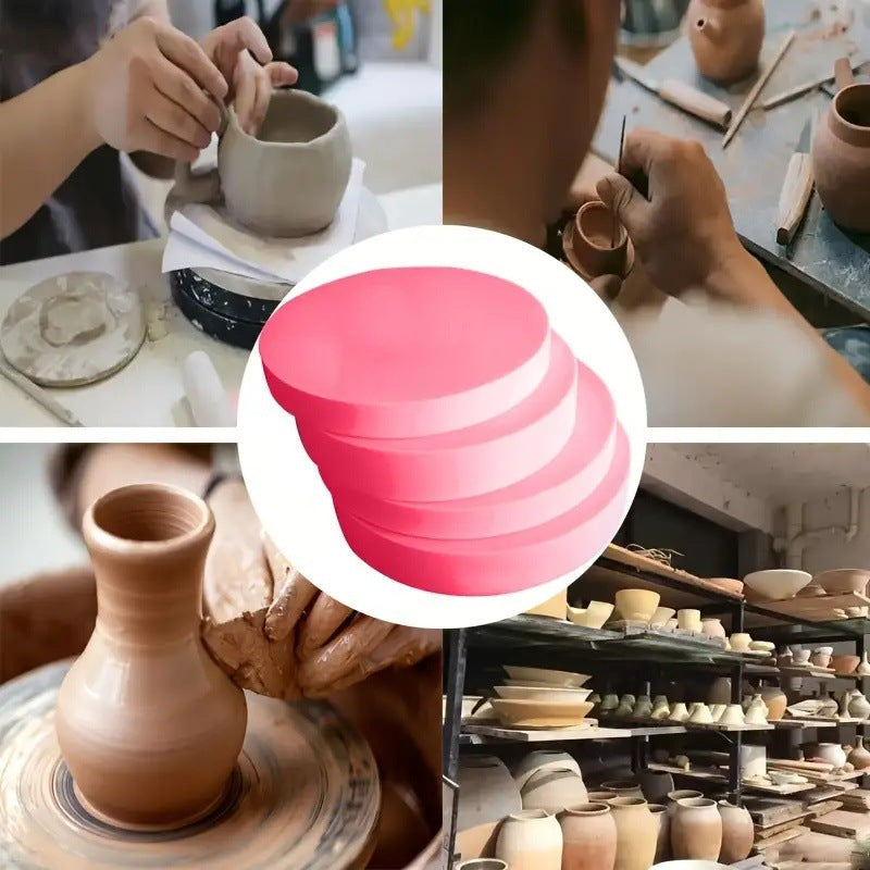 Round Ceramic Foam Pad 11.8" - Durable pink sponge pad for clay crafts