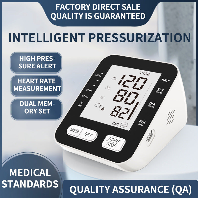 Foreign trade Chinese screen English electronic sphygmomanometer intelligent pressurization one-key measurement medical grade voice broadcast sphygmomanometer