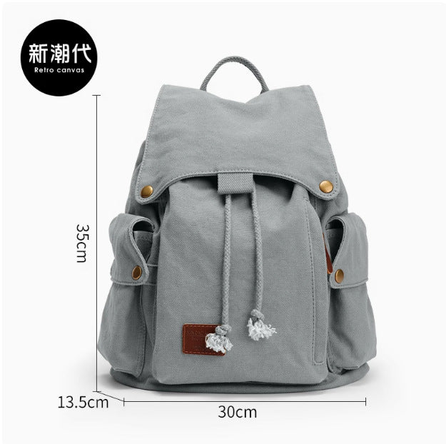 Canvas fashion trend korean large capacity student backpack men's and women's travel computer backpack