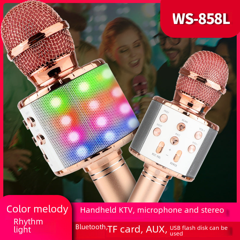 The popular 858L wireless microphone with light microphone K Gebao audio microphone integrated Bluetooth wireless microphone
