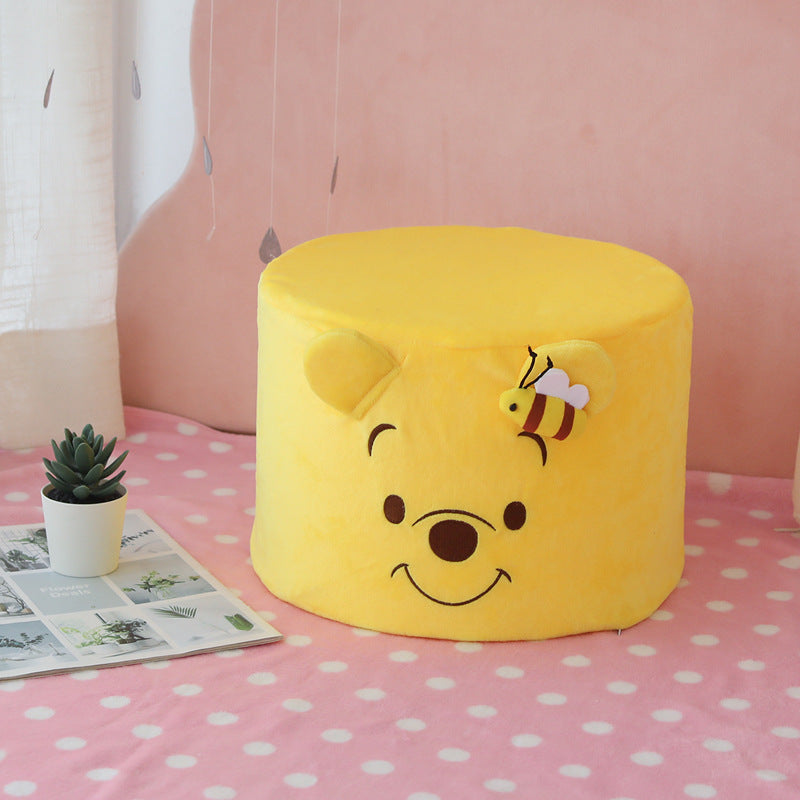 Cute bee Winnie the Pooh home changing stool plush ottoman round living room cartoon pillar baby stool