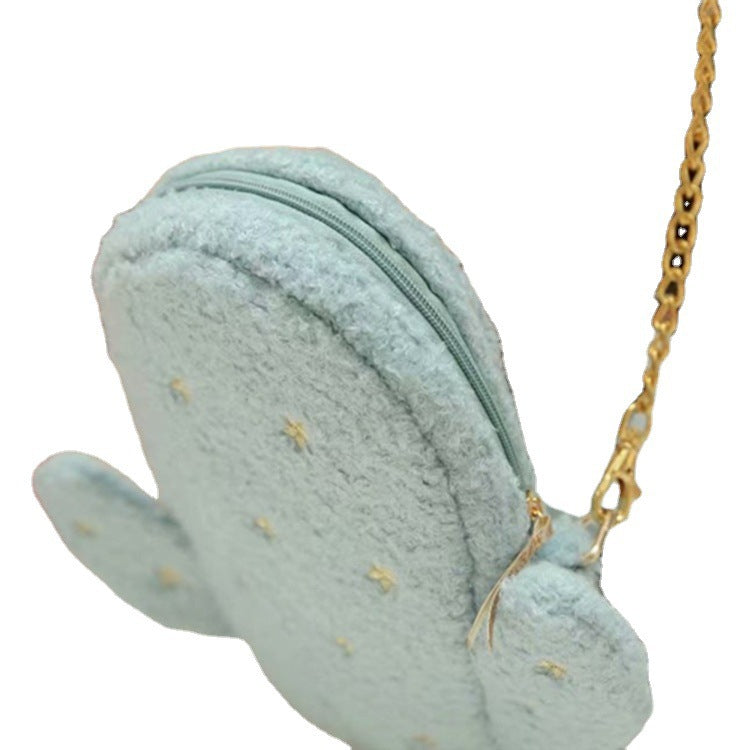 Little Fairy Soft Cute Cactus Pearl Chain Bag Crossbody Bag Girl Coin Purse Plush Mobile Phone Bag Girl Bag Bag
