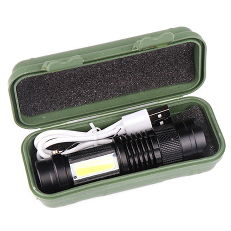 LED strong photolight USB rechargeable mini portable super bright pocket small household long beam outdoor lighting small flashlight