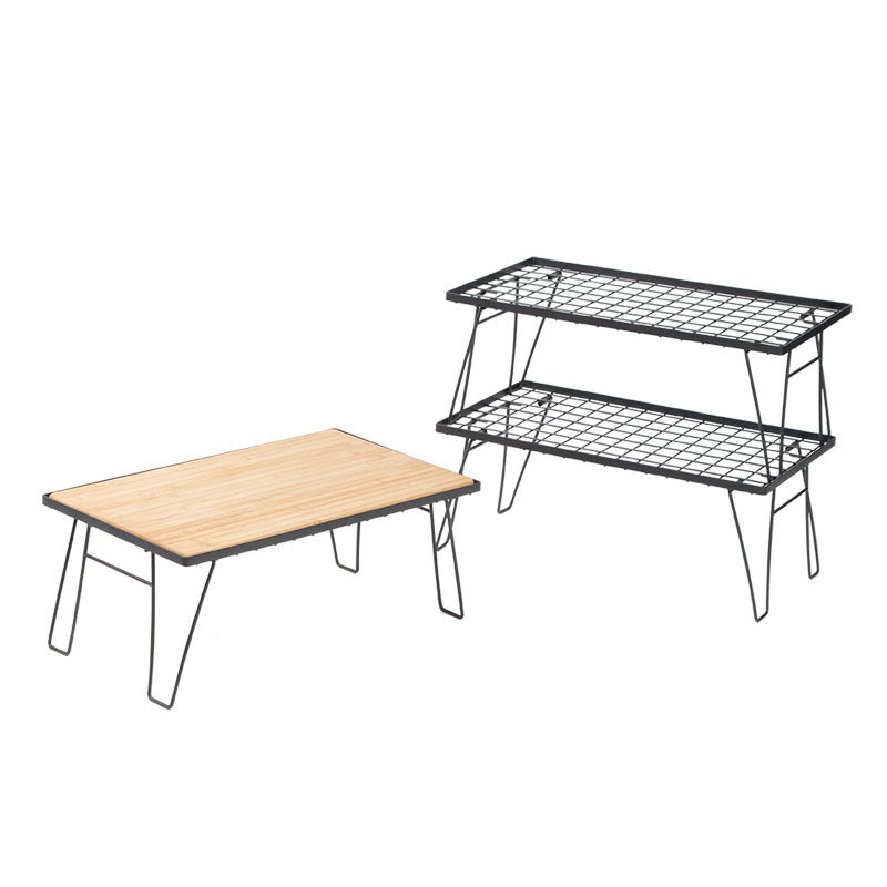 Outdoor camping shelves, net tables, cross-border portable iron folding tables, multi-functional barbecue, multi-layer camping splicing tables