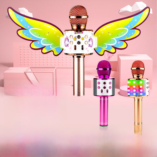 Hot sale wireless microphone 858 mobile phone karaoke bluetooth microphone audio integrated children's microphone home gifts