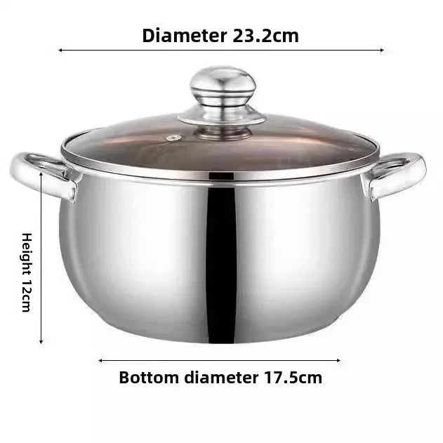 Stainless steel thickened household amphora soup pot, single-handle milk pot, small cooking pot, steamed porridge noodles, apple pot, gas cooker