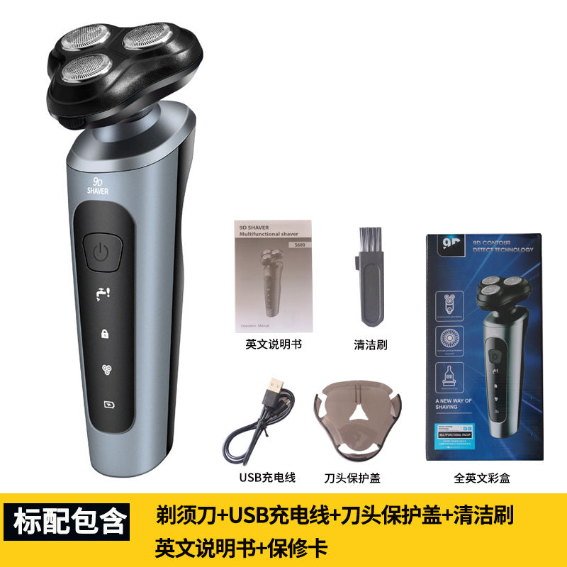 9D Electric Shaver for Men - Waterproof Rechargeable Razor with Multi-Functional Beard Trimmer