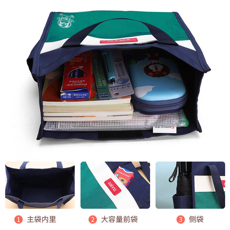 ZZINNA Kids Elementary School Student Tutoring School Bag Cartoon Cute Girl Canvas Handbag Light Tuition Bag Wholesale