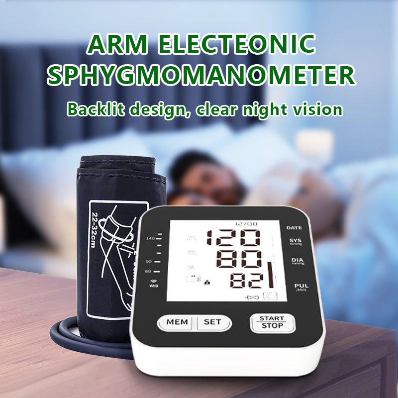 Foreign trade Chinese screen English electronic sphygmomanometer intelligent pressurization one-key measurement medical grade voice broadcast sphygmomanometer