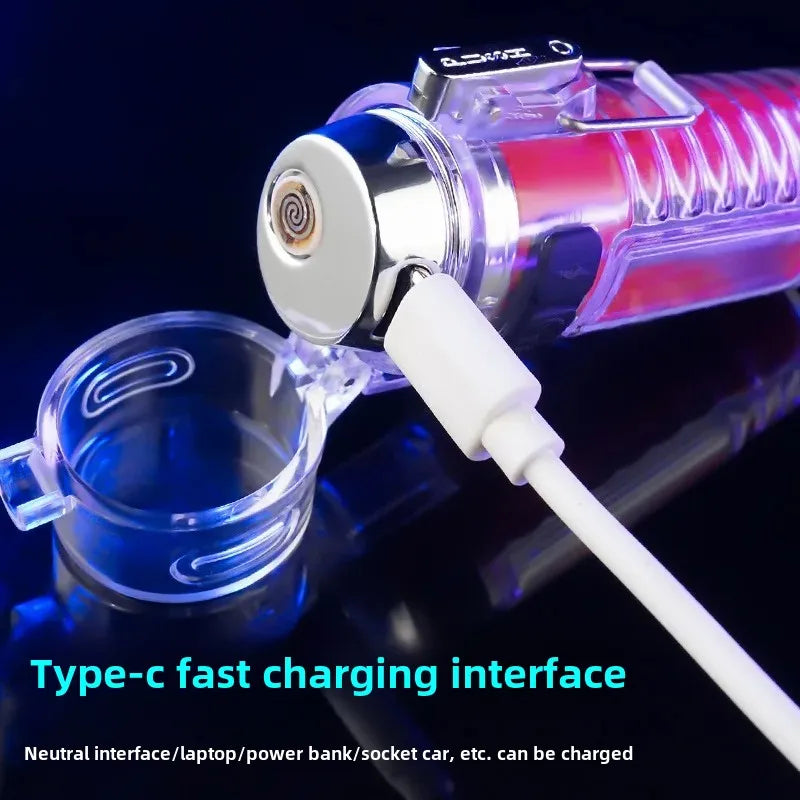 New Heating Wire Lighter Outdoor Adventure Multifunctional Electronic Cigarette Lighter Waterproof and Windproof Double Arc Flashlight