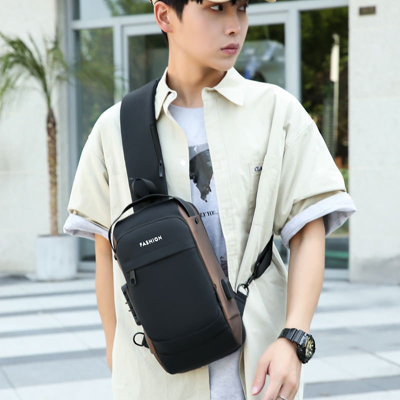 Cross-border new men's chest bag, casual large-capacity shoulder crossbody bag, Korean version of the motorcycle bag, water-repellent trend backpack